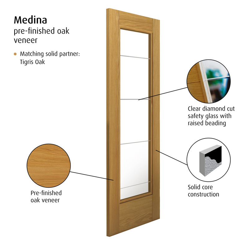 Medina Oak Glazed Internal Door P/F