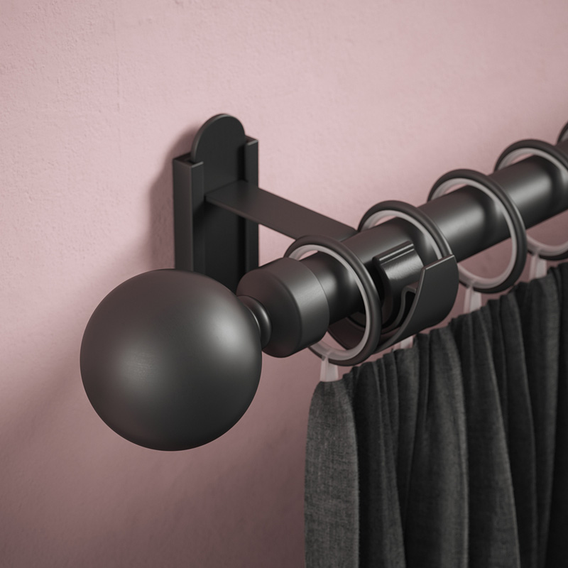 Rothley Curtain Pole Kit with Solid Orb Finials & Rings