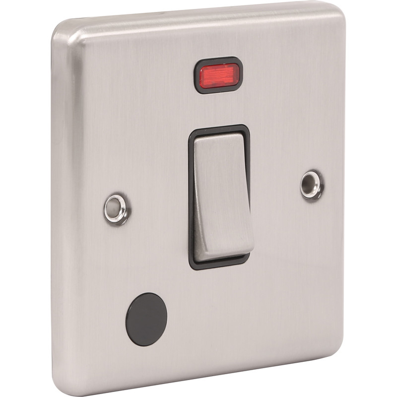 Wessex Brushed Stainless Steel 20A DP Switch Neon | Toolstation