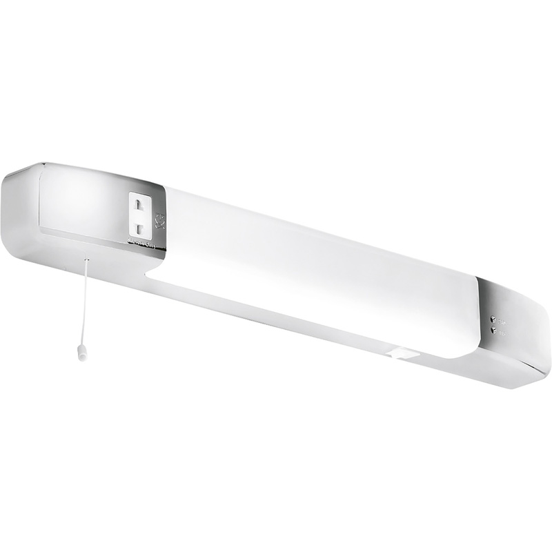 Polished Chrome 8Watt LED Bathroom Shaver Wall Light & Socket with Pullcord 