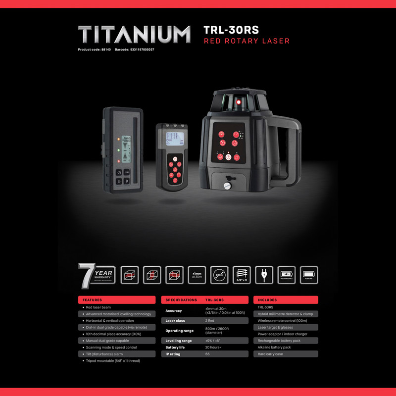 General Titanium TRL-30RS Rotary Laser Kit