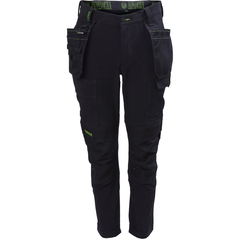 Apache Calgary 4 Way Stretch Holster Pocket Trousers In Nylon/Elastane Black W38/L31
