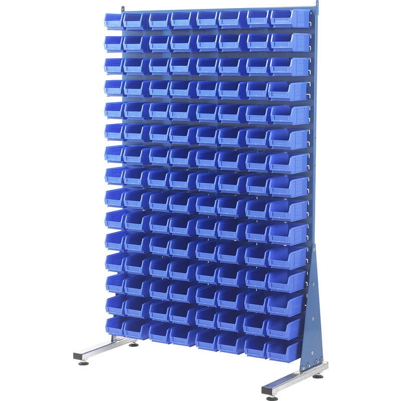 Barton Steel Louvre Panel Starter Stand with Blue Bins 1600 x 1000 x 500mm