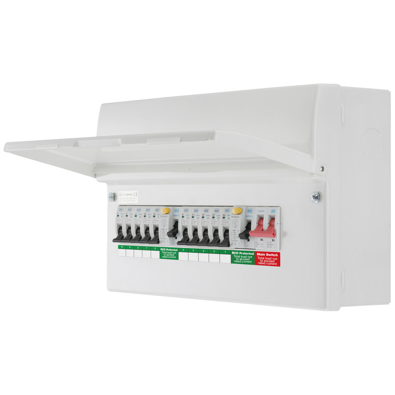 BG Metal Consumer Unit Dual RCD + 10 MCBs