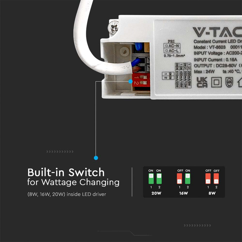 VTAC LED Bulkhead with Samsung Chip 3 in 1 CCT IP65 White 8W/16W/20W