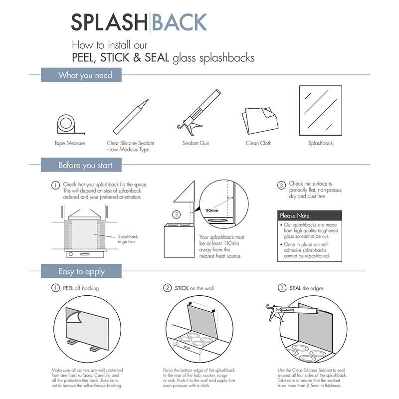 Splashback Brass SelfAdhesive Glass Splashback 900 x 750mm Toolstation