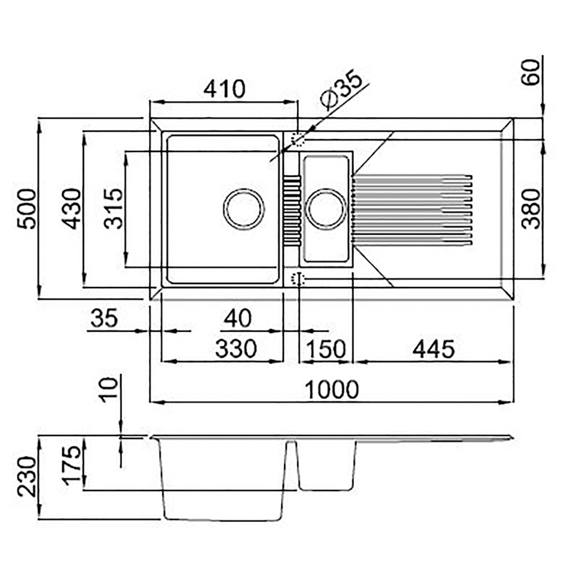 Reginox Tekno Reversible Composite Kitchen Sink & Drainer 1.5 Bowl