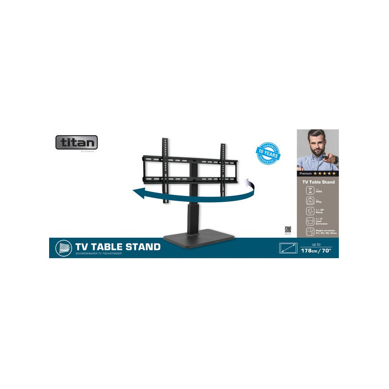 Titan By Vivanco TV Swivel Base With Adjustable Height & Angle