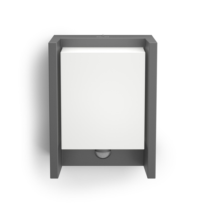 Philips Arbour IP44 Wall Lantern Anthracite PIR 6W 600lm Warm White ...