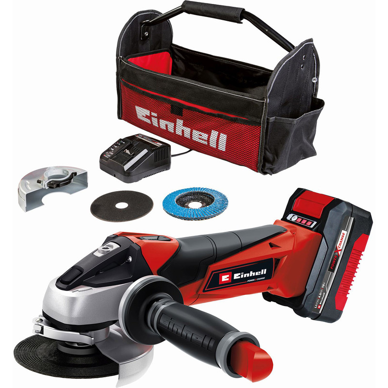 Einhell 18V PXC Angle Grinder with Accessories