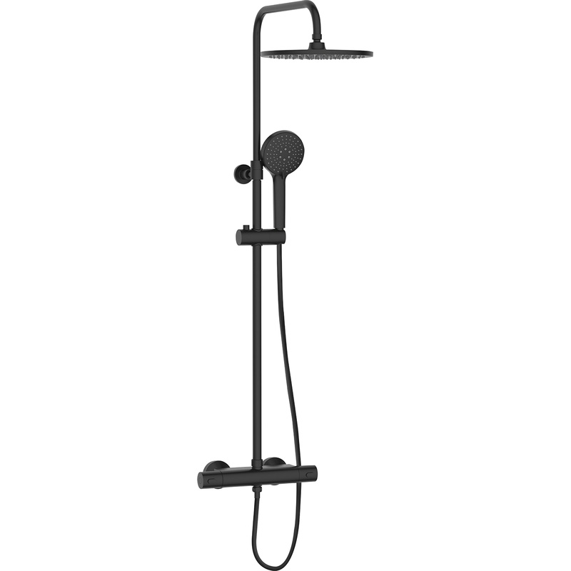 Push Button Bar Diverter Mixer Shower - Black