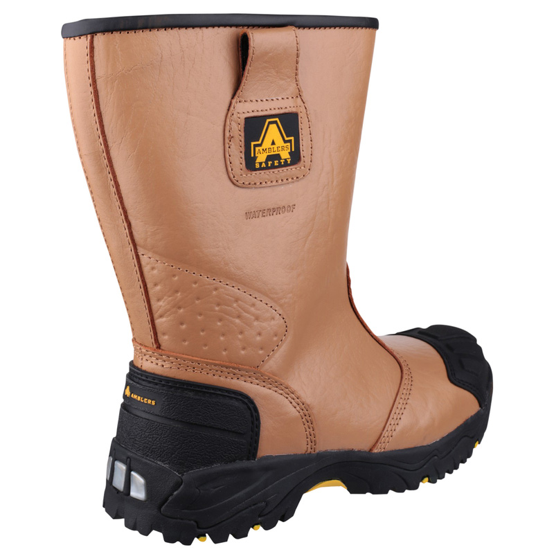 Traders Rigger Boot Amblers Safety FS143 Waterproof Pull On Safety Rigger Boots Tan Size 8 ...