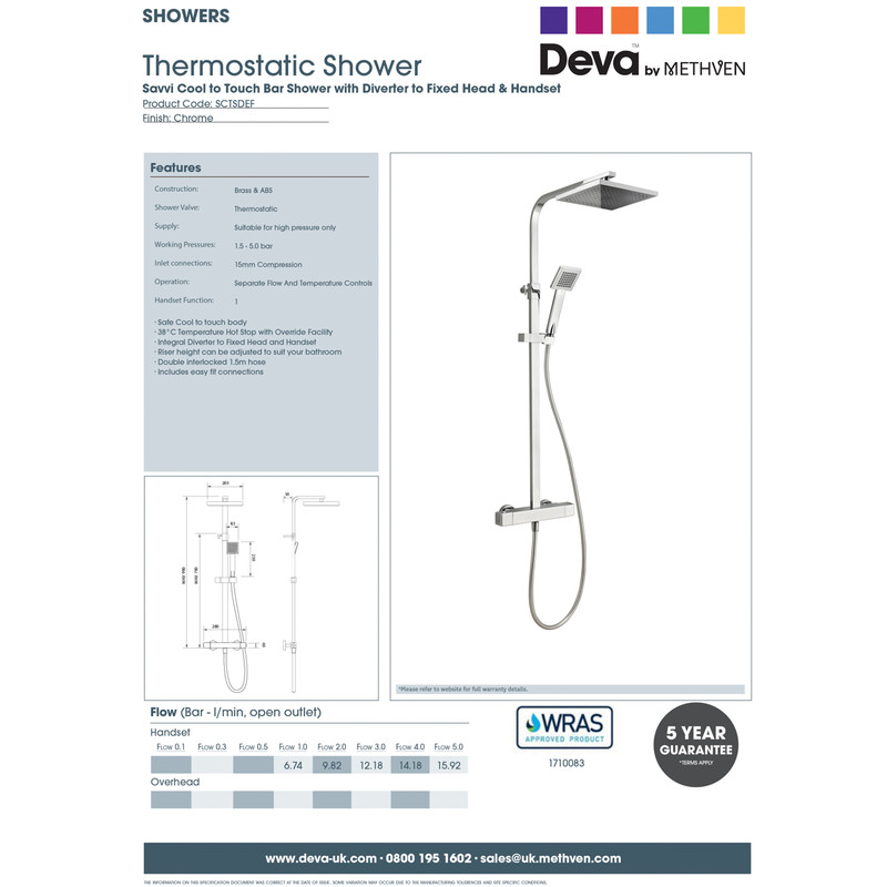 Deva Savvi Cool Touch Bar Shower