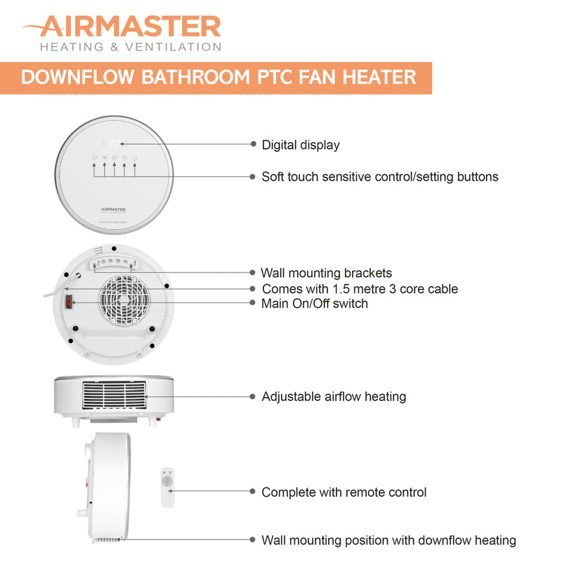 2kw Digital Downflow Heater 300 X 130mm Toolstation 9339