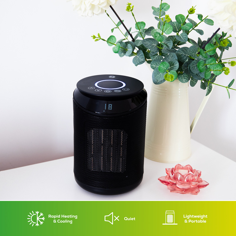 TCP Smart Wifi Mini Portable Ceramic Fan Heater 2KW Black Toolstation