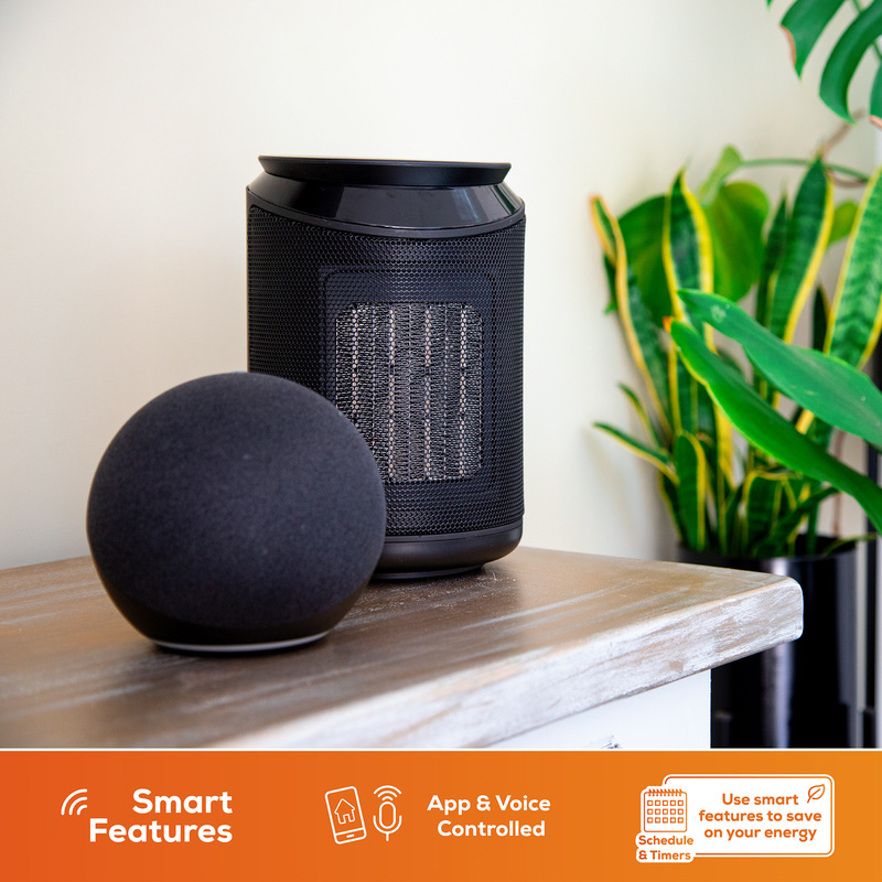 TCP Smart Wifi Mini Portable Ceramic Fan Heater 2KW Black Toolstation