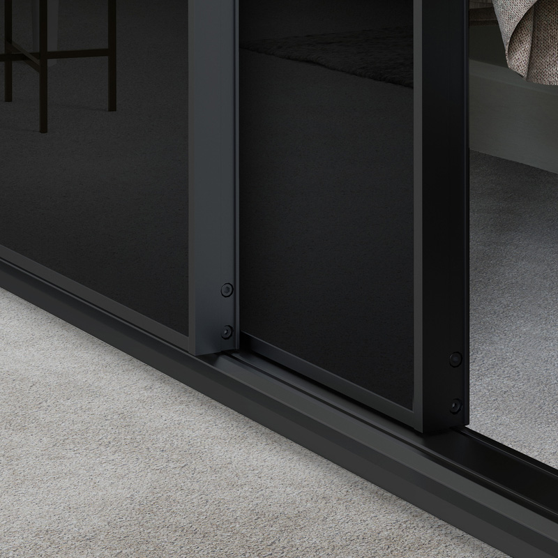 Spacepro Minimalist 2 Door Sliding Wardrobe Kit Black Framed Black