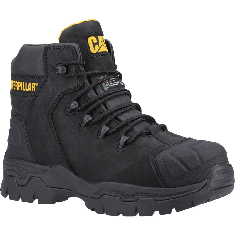 Cat Erpillar Everett Waterproof Metal Free Safety Boots In Black, Size 7 Rubber/Steel
