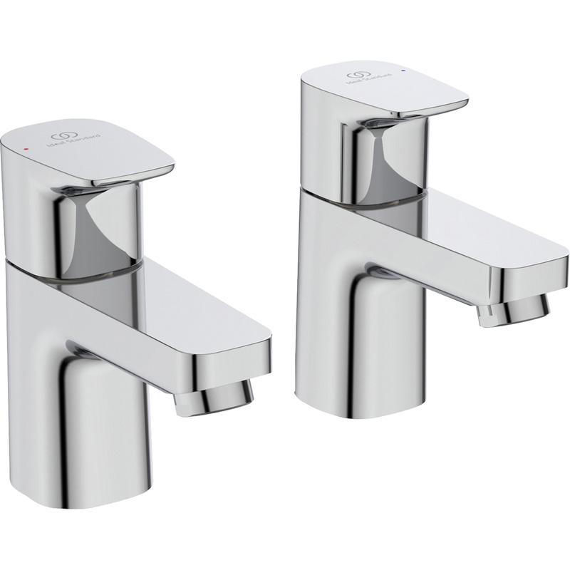 Ideal Standard Ceraplan Taps Basin Pillar (2 Pk) In Chrome Brass
