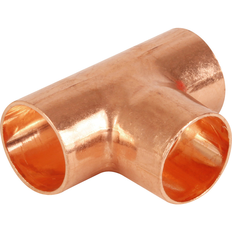 15-28mm Copper Equal Tee End Feed Plumbing Fittings Pipe Packs 1-25 WRAS 