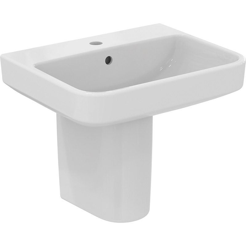 Ideal Standard I. Life B Basin And Semi-Pedestal 55Cm 1 Tap Hole In White Ceramic