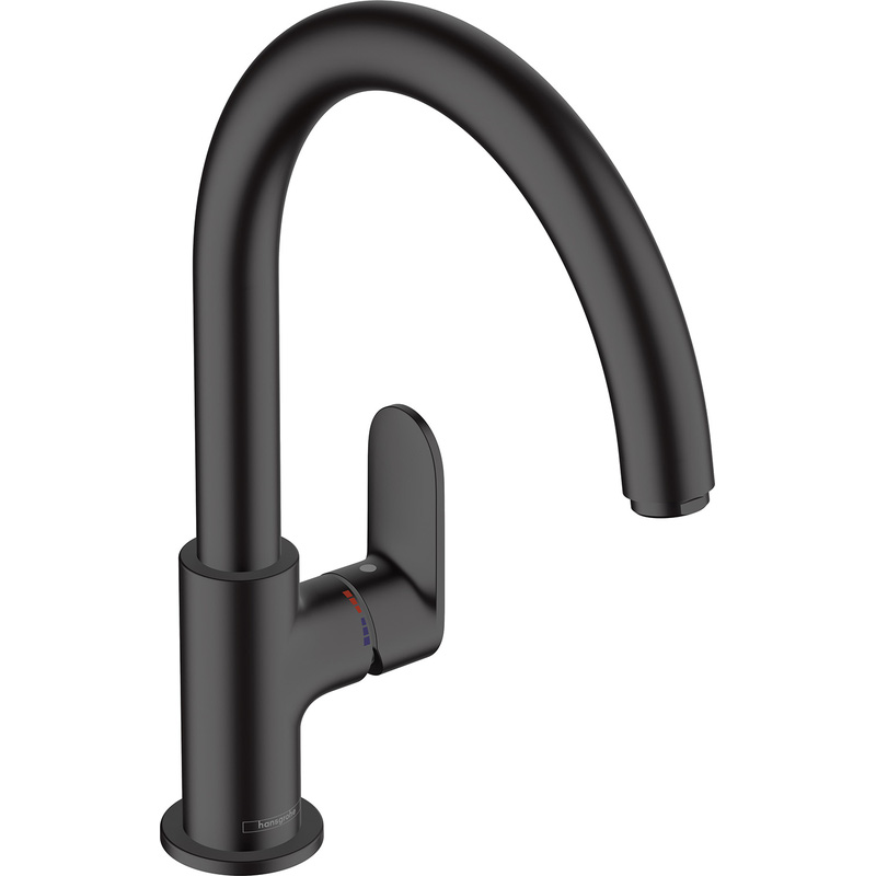 Hansgrohe Vernis Blend M35 Swivel Spout Mono Mixer Kitchen Tap Matt In Black Brass
