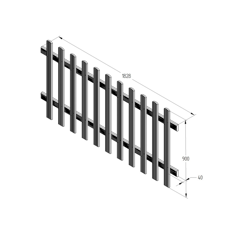 Forest Garden Pressure Treated Ultima Pale Picket Fence Panel 6' x 3