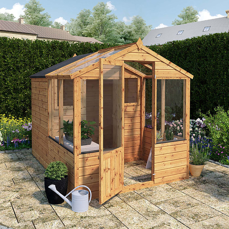 Mercia Traditional Apex Greenhouse Combi Shed 8 X 6 - Garden Shed And Greenhouse Combination