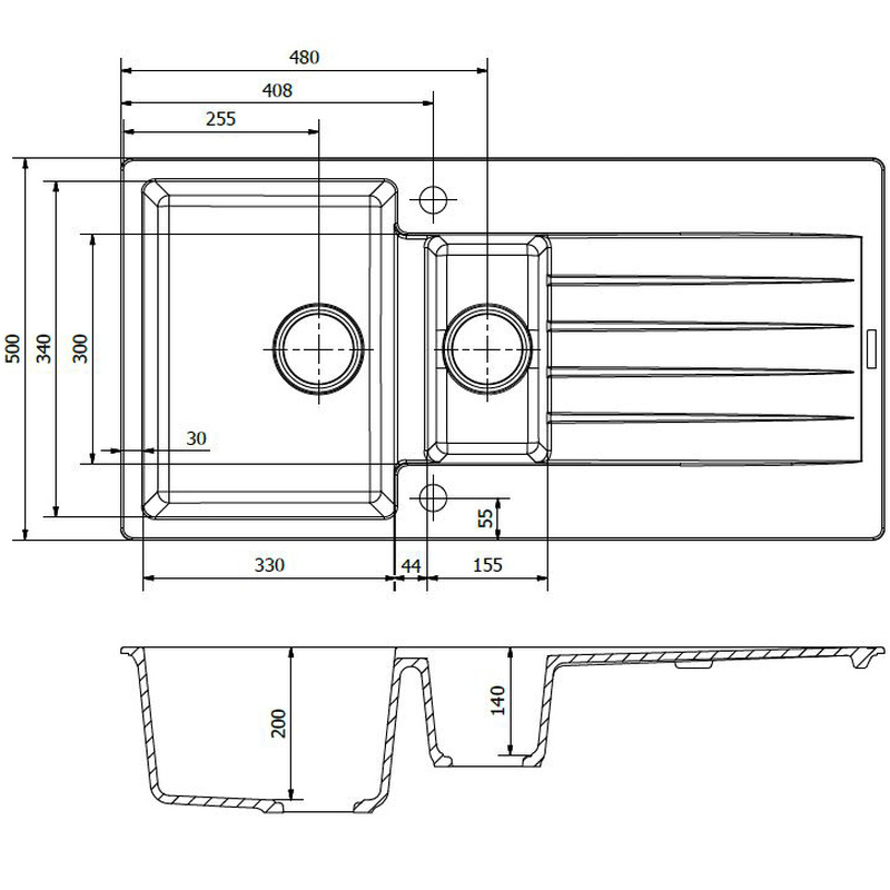 Reginox Harlem Reversible Composite Kitchen Sink & Drainer 1.5 Bowl