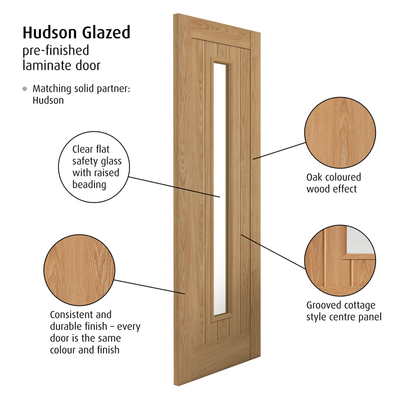 Hudson Clear Glazed Laminate Internal Door