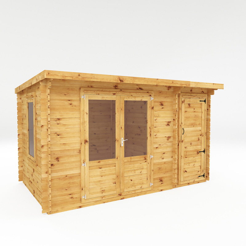Mercia Pent Log Cabin with Side Shed