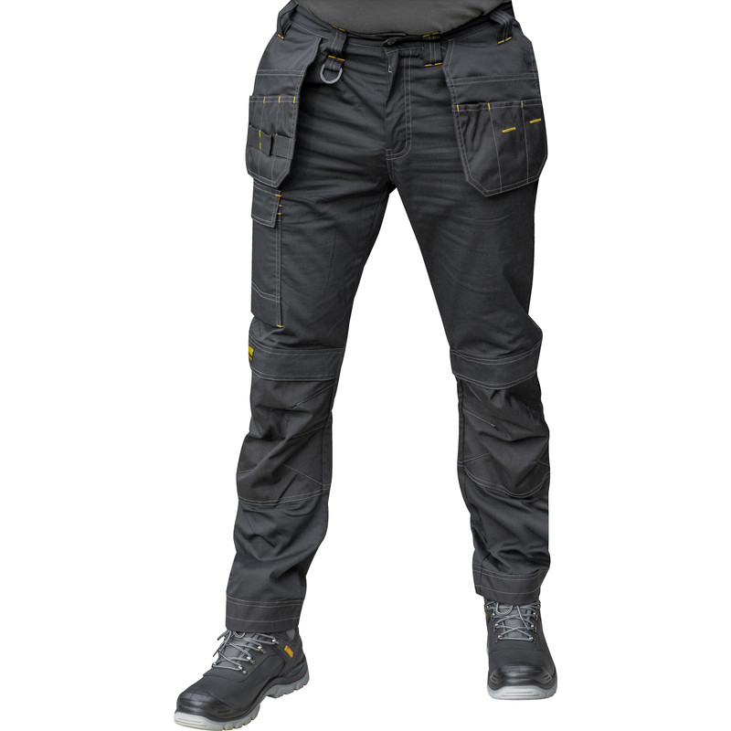 DeWalt Aspen Ripstop Stretch Holster Pocket Trousers Grey/Black 36"S 