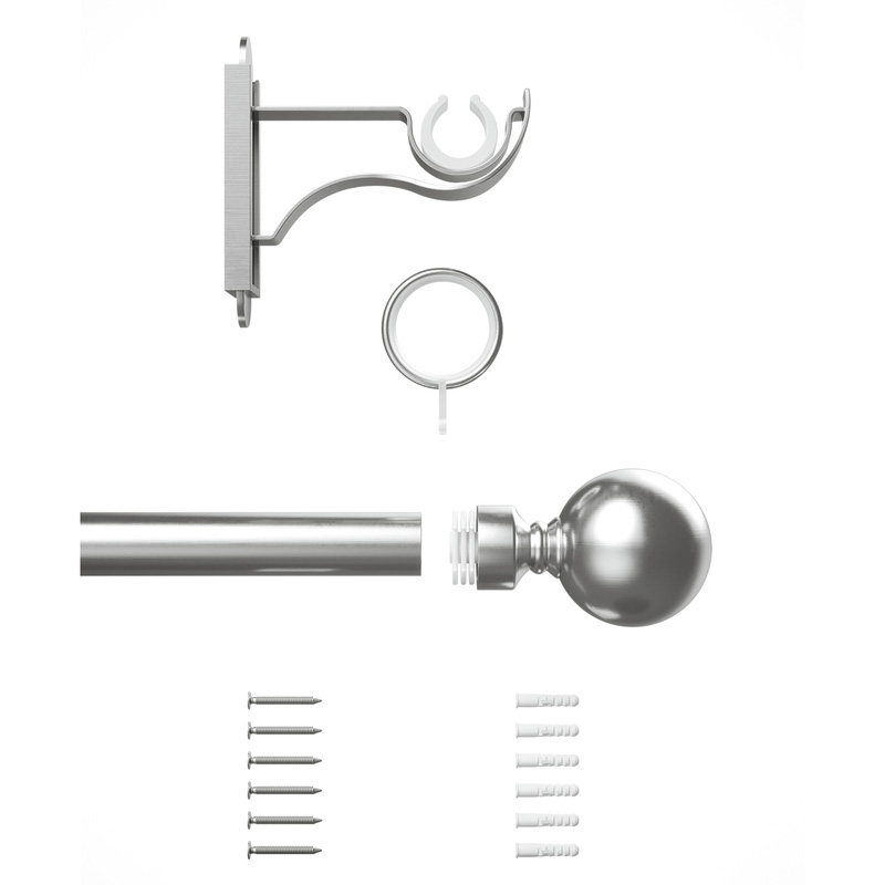 Rothley Curtain Pole Kit with Solid Orb Finials & Rings