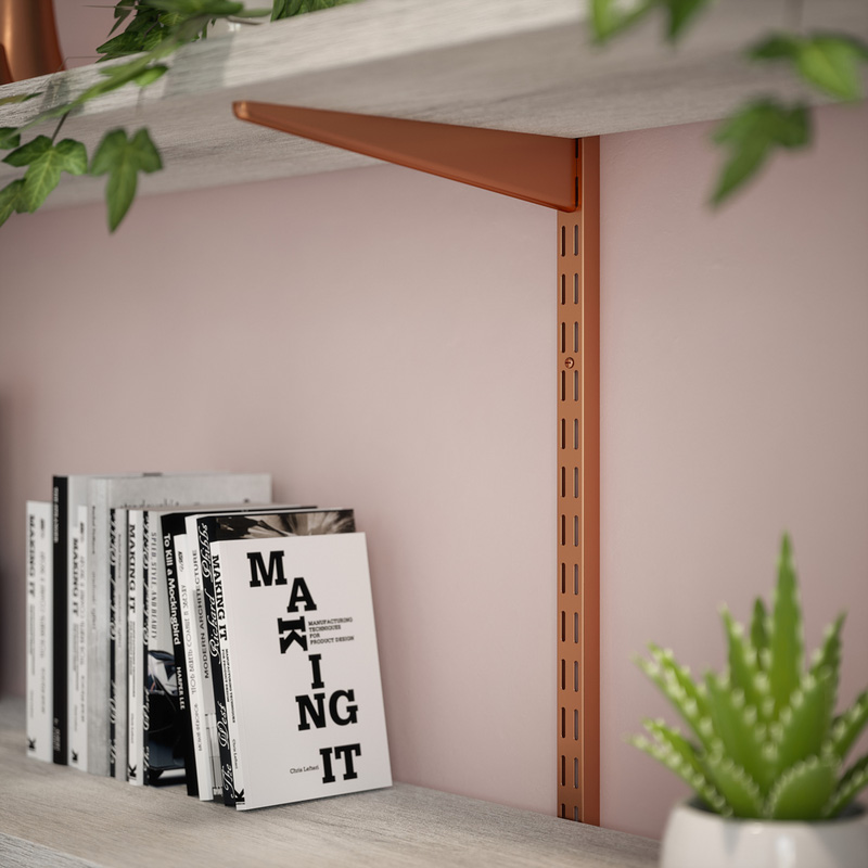 Rothley Bright Copper Twin Slot Shelving Kit 1220mm Uprights (x2