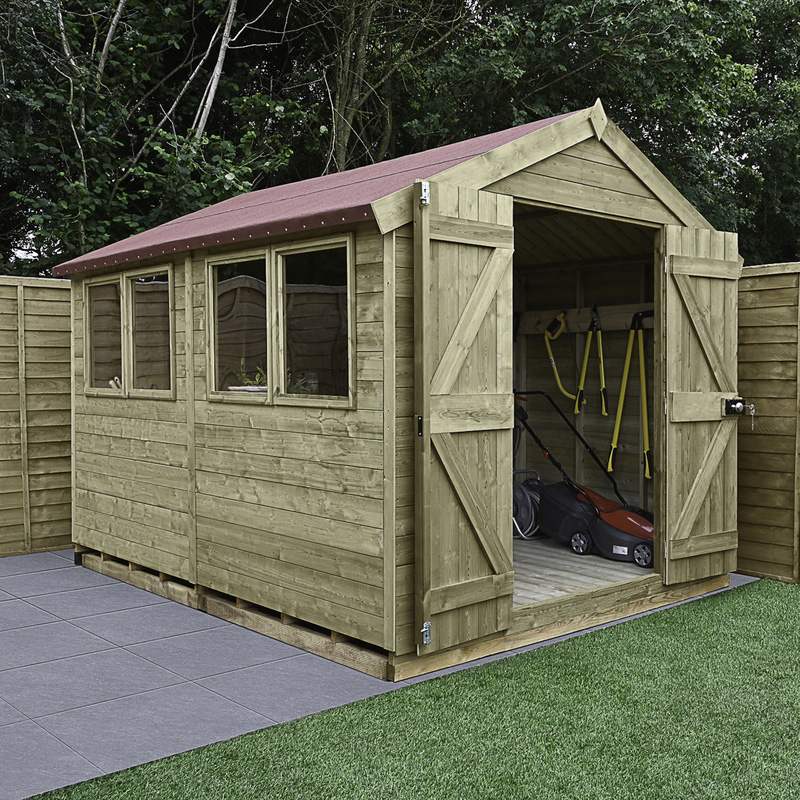 Forest Garden Tongue And Groove Pressure Treated Apex Shed - Double Door