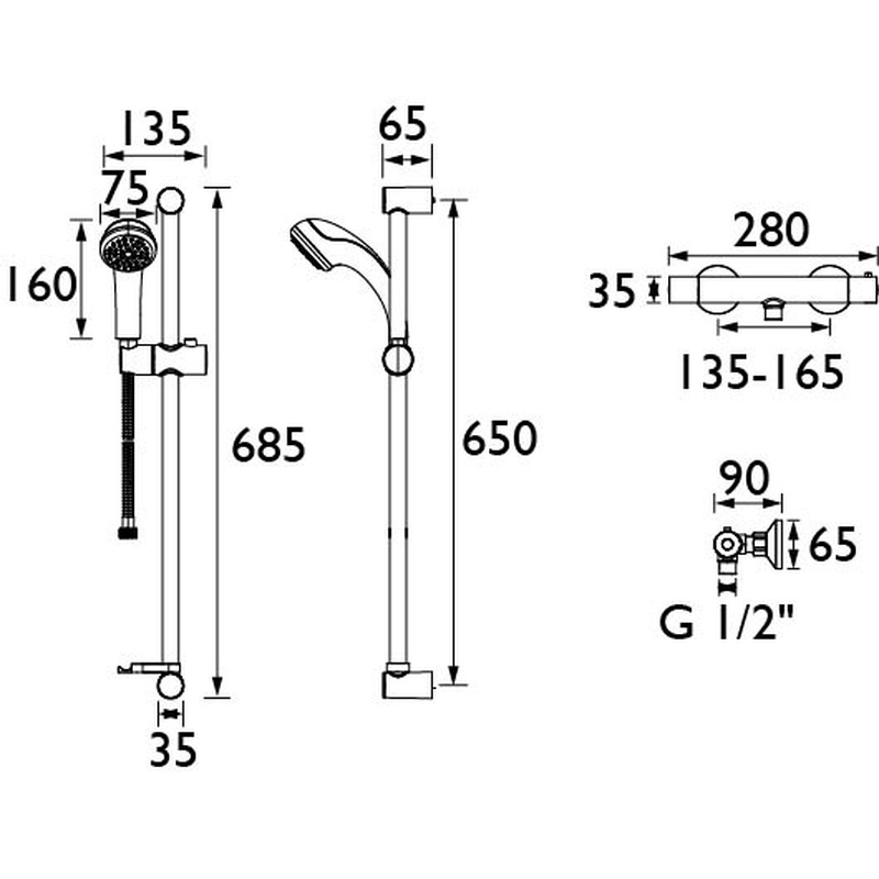 Bristan Zing Safe Touch Bar Mixer SM Kit Toolstation