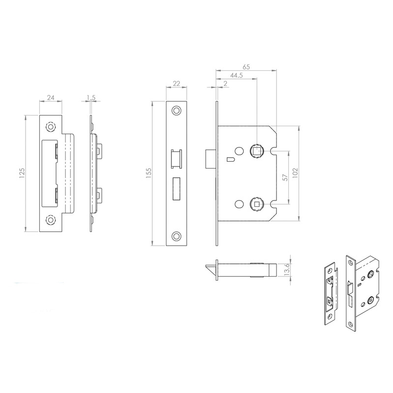Eurospec Bathroom Lock 2.5" Polished Nickel | Toolstation