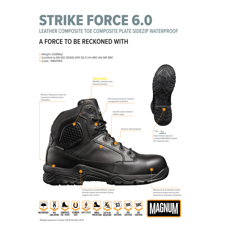 Magnum Strike Force Waterproof Safety Boots (8")