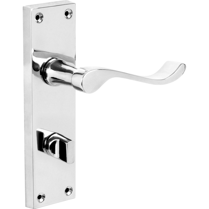 Chrome Victorian Scroll Door Handles Latch Lock Bath Door Handle Silver D21 