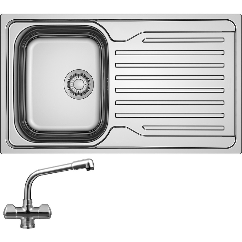 Franke Antea Reversible Stainless Steel Kitchen Sink with Danube Mono Mixer Tap