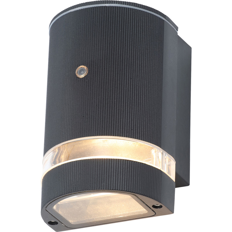 Helios Up or Down Black Dusk to Dawn Photocell Wall Light IP44