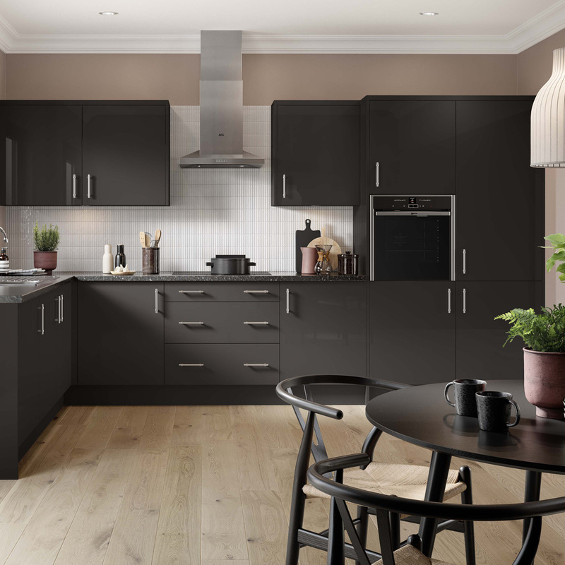 Kitchen Kit Flatpack Slab Kitchen Cabinet Filler Super Gloss Graphite