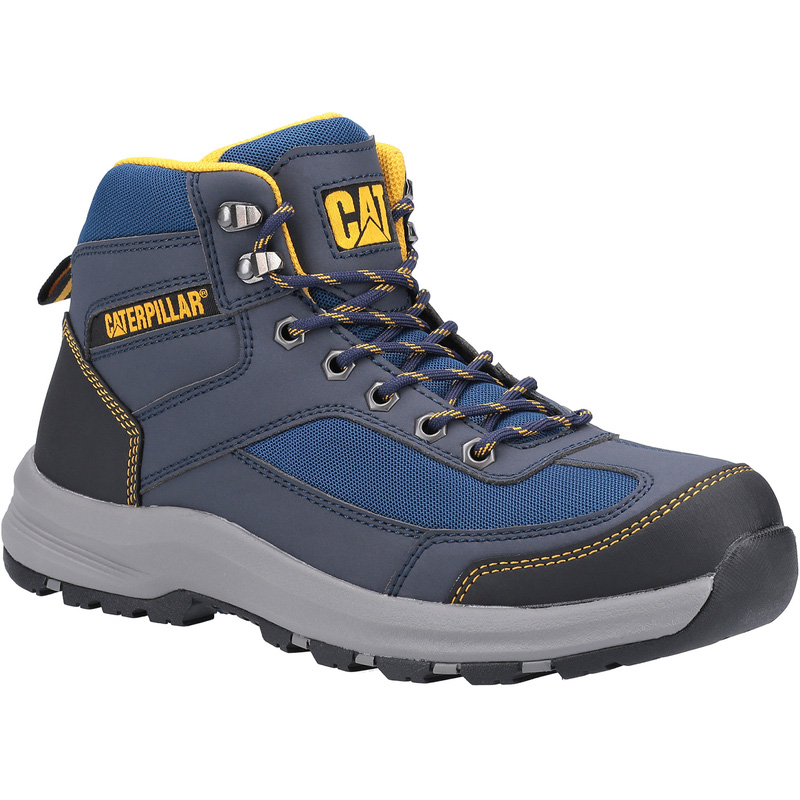 Cat Erpillar Elmore Mid Safety Hiker Boots In Navy, Size 7 Rubber/Steel