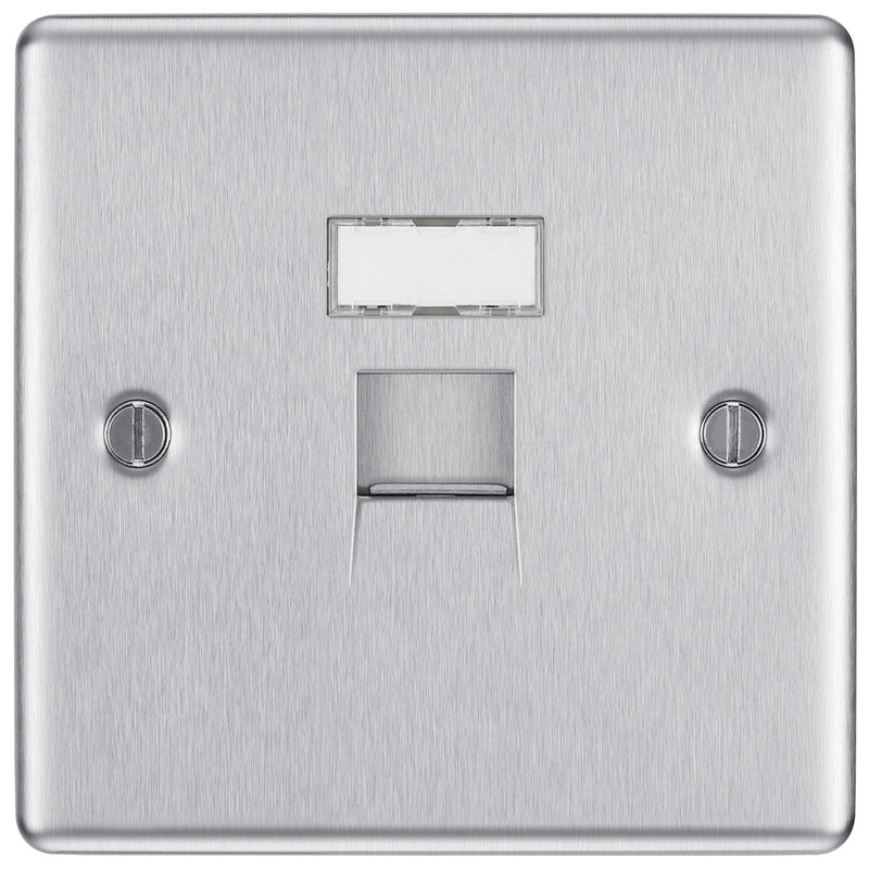 BG Brushed Steel Telephone Socket RJ45 Toolstation