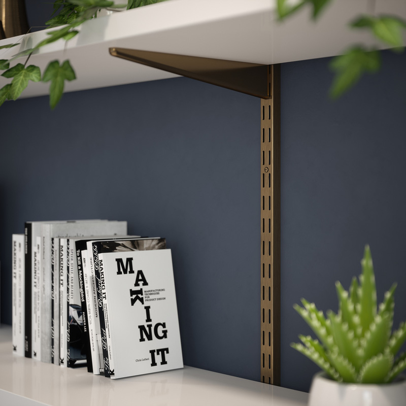 Rothley Antique Brass Twin Slot Shelving Kit 1220mm Uprights (x2