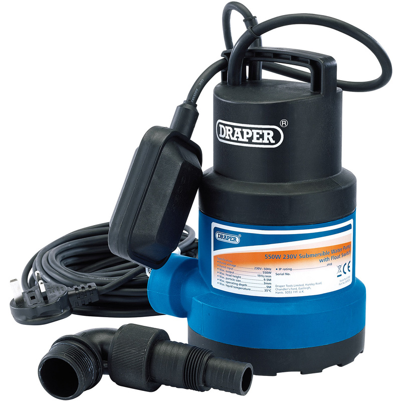 Draper 191L/Min Submersible Water Pump with Float Switch