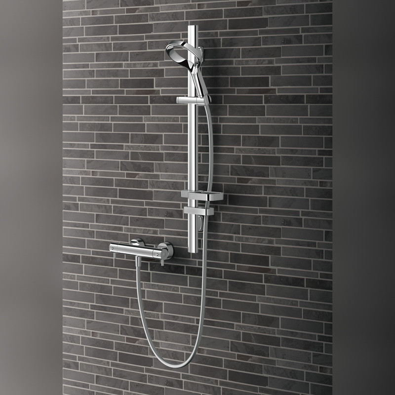 Methven Aio "Aurajet" Cool to touch Bar Mixer Shower Kit Chrome Toolstation