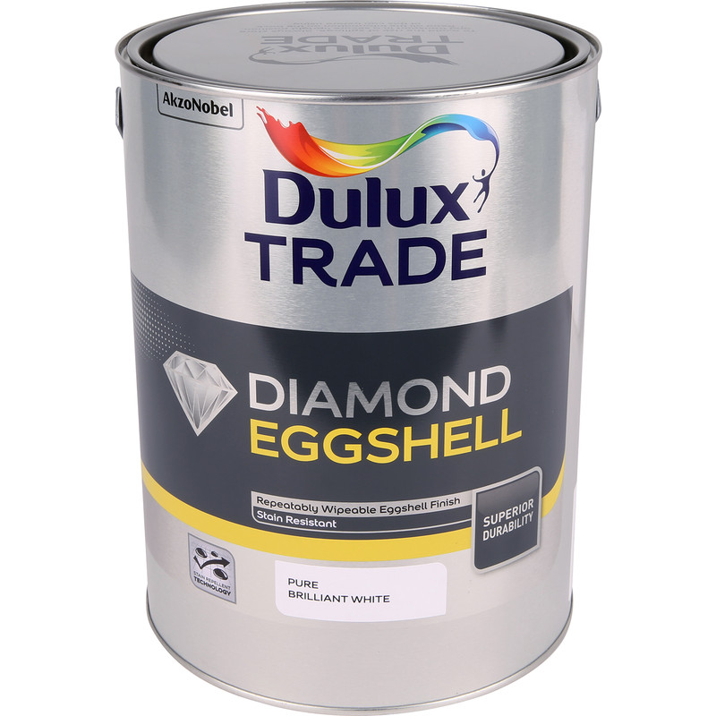  Dulux  Trade Diamond  Eggshell Paint  Pure Brilliant White 5L