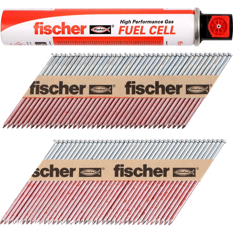 Fischer 550 Double Galvanised Nail & Gas Fuel Pack