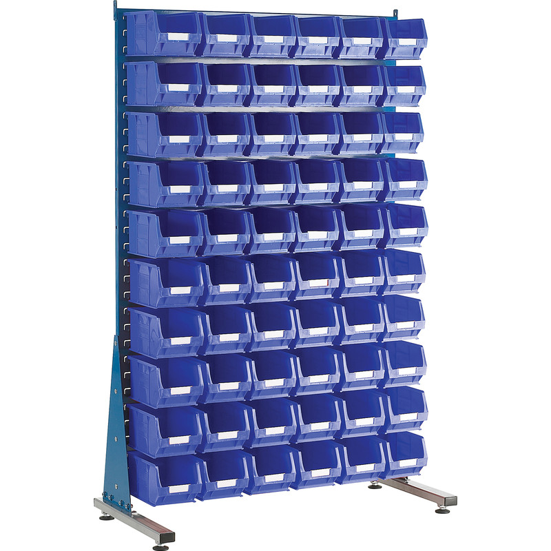 Barton Steel Louvre Panel Starter Stand with Blue Bins 1600 x 1000 x 500mm